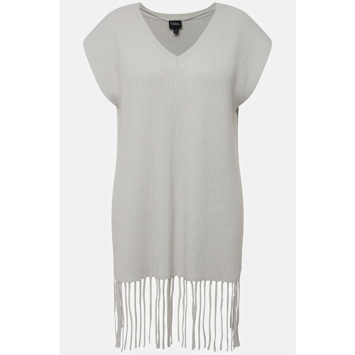 Pull sans manches oversized. Col en V et mélange d’argent, ULLA POPKEN
