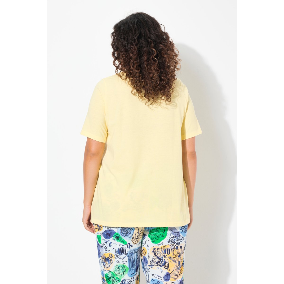 T-shirt brodé. Manches courtes sorbet jaune, ULLA POPKEN