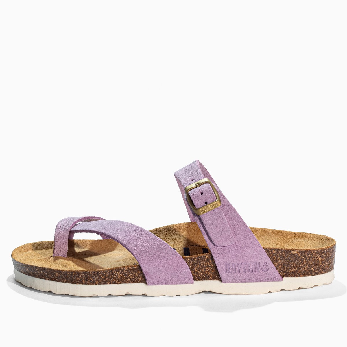 Tongs en cuir suédé DIANE lila, BAYTON