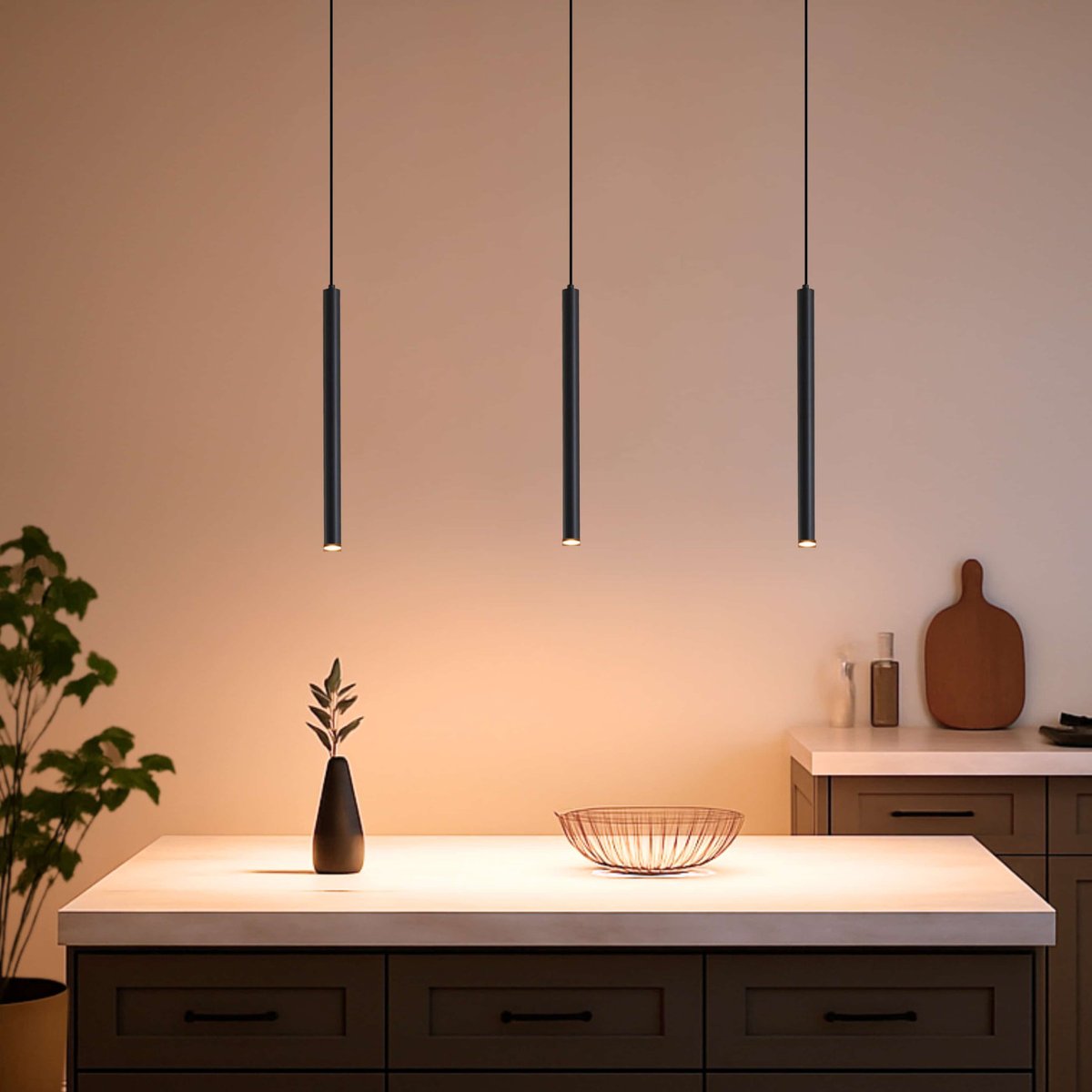 Kit rail 3 suspensions LED tubes - LYNE noir, KOSILUM