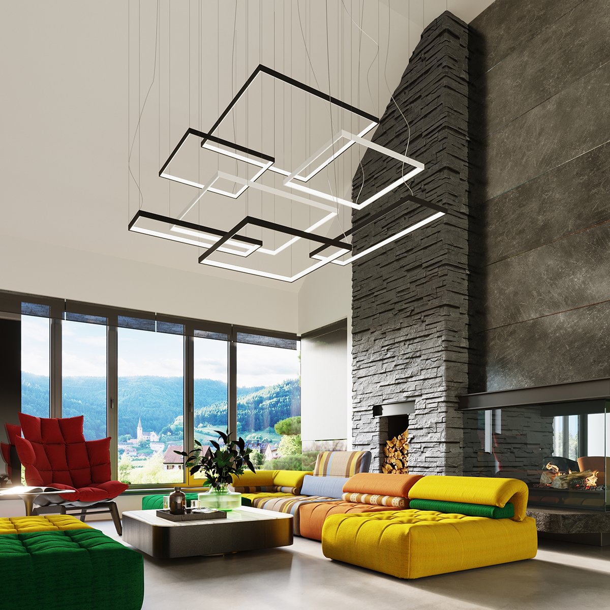 Lustre Aluminium Noir LED 1 Nelya noir, EDEN