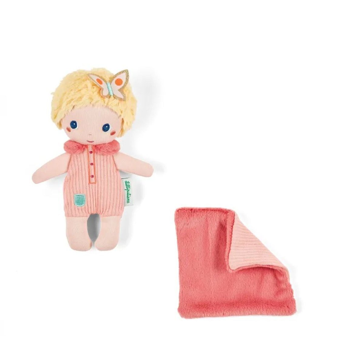 Petite poupée en tissu 18cm rose, LILLIPUTIENS