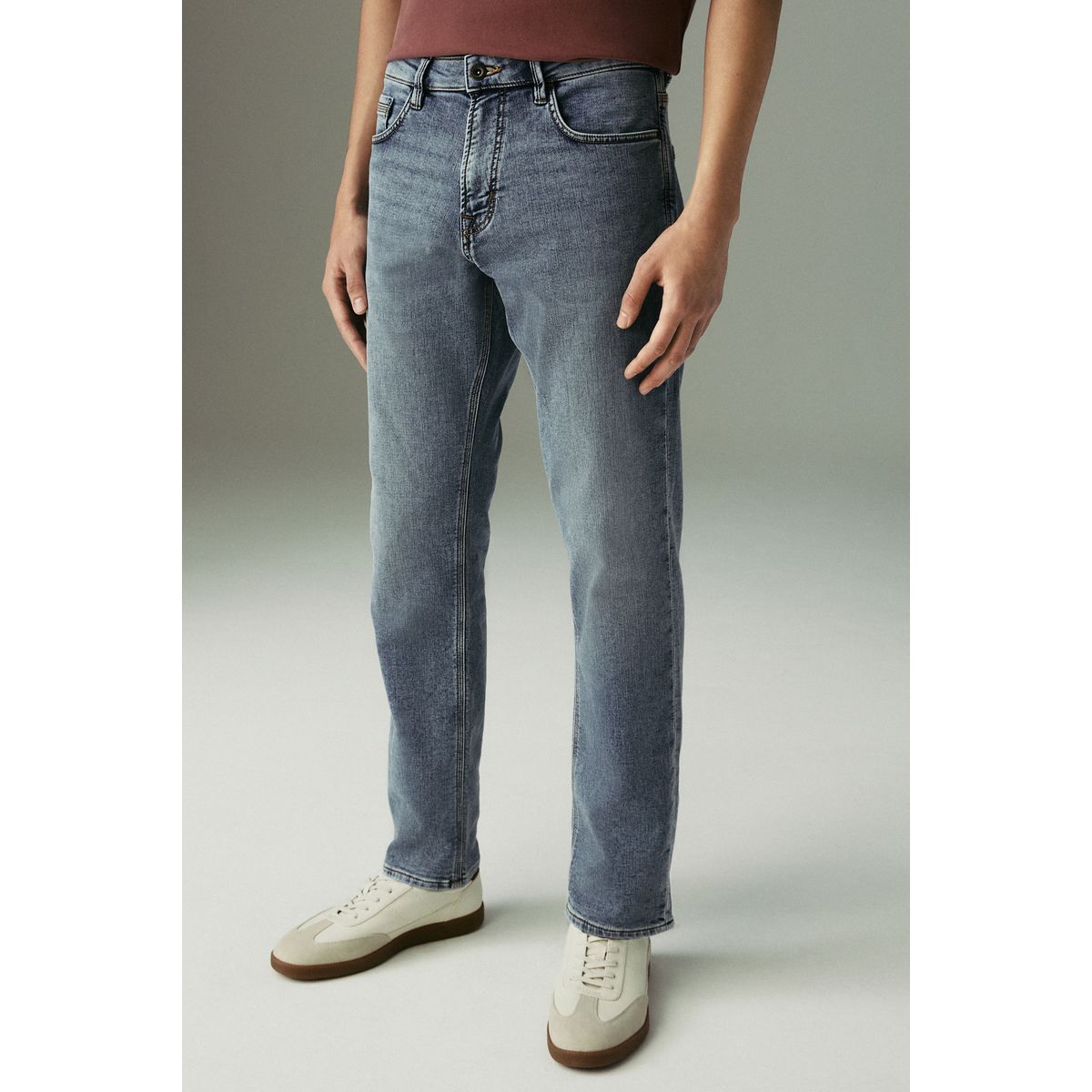 Jean slim stretch confortable bleu clair vintage, NEXT
