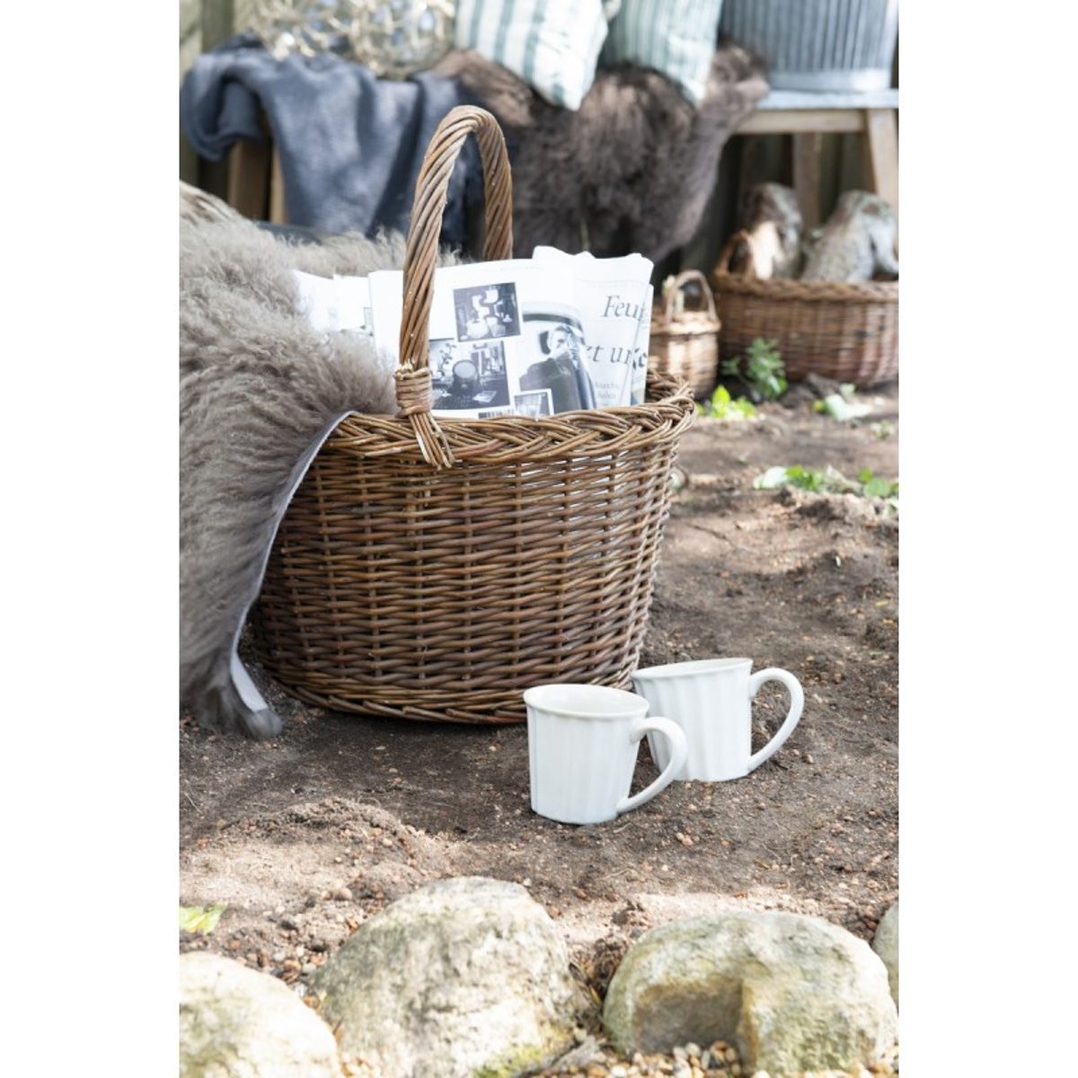 Tasse grès côtelé MYNTE écru, IB LAURSEN