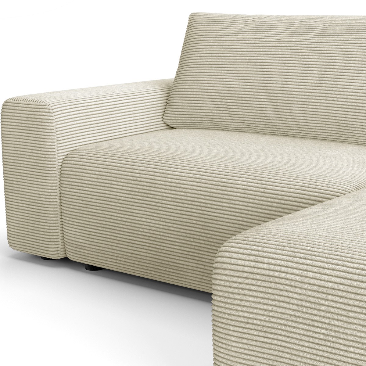 Canapé d'angle réversible convertible 5 places en velours côtelé - LUNO beige, HOMIFAB