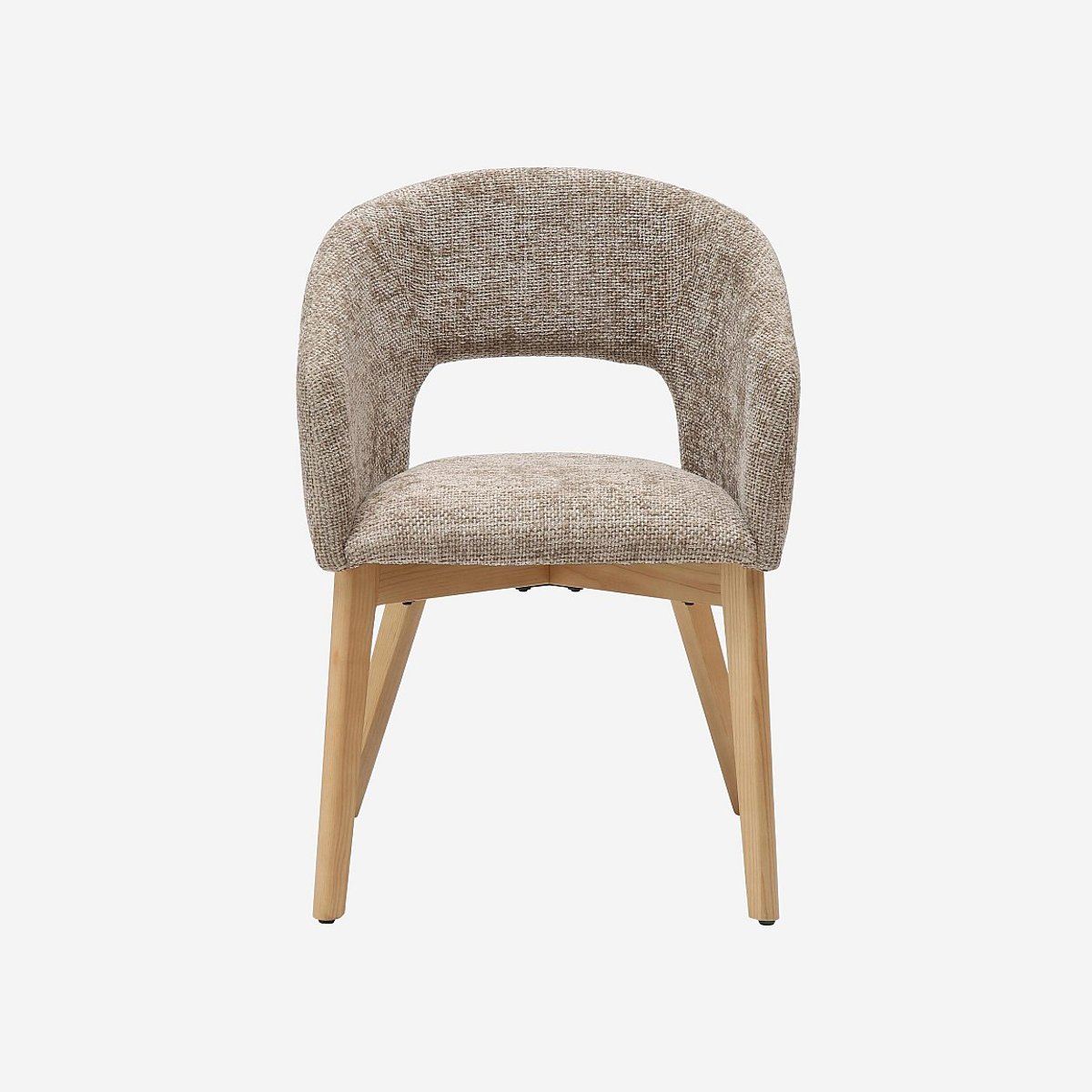 Lot de 2 chaises en tissu chenille et chêne avec accoudoirs beige, HABITAT
