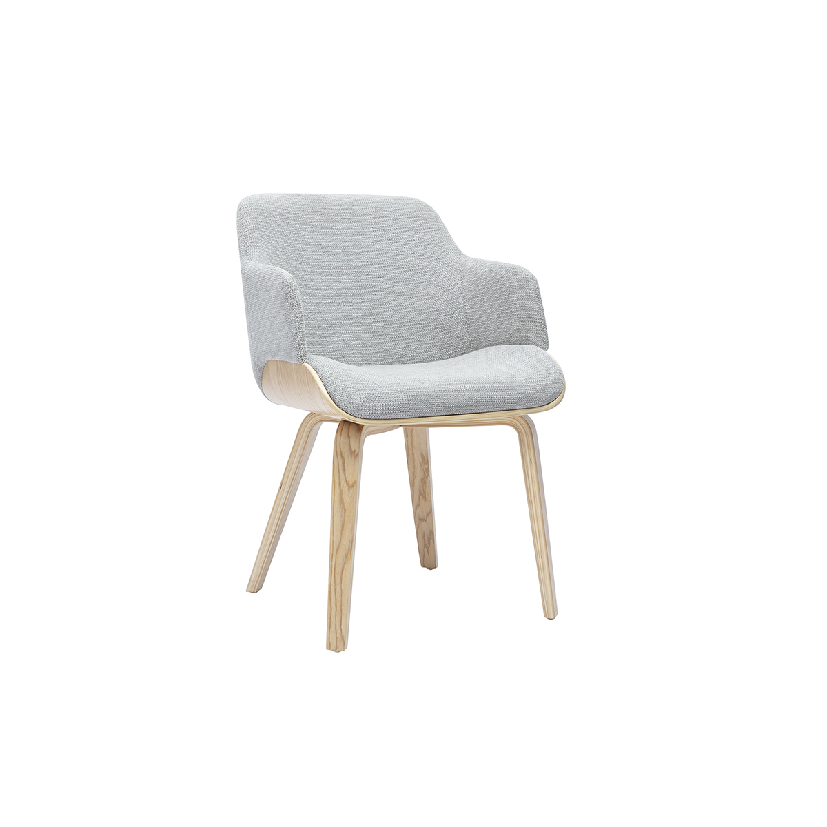 Chaise en tissu chenille gris et bois clair EARL gris, MILIBOO