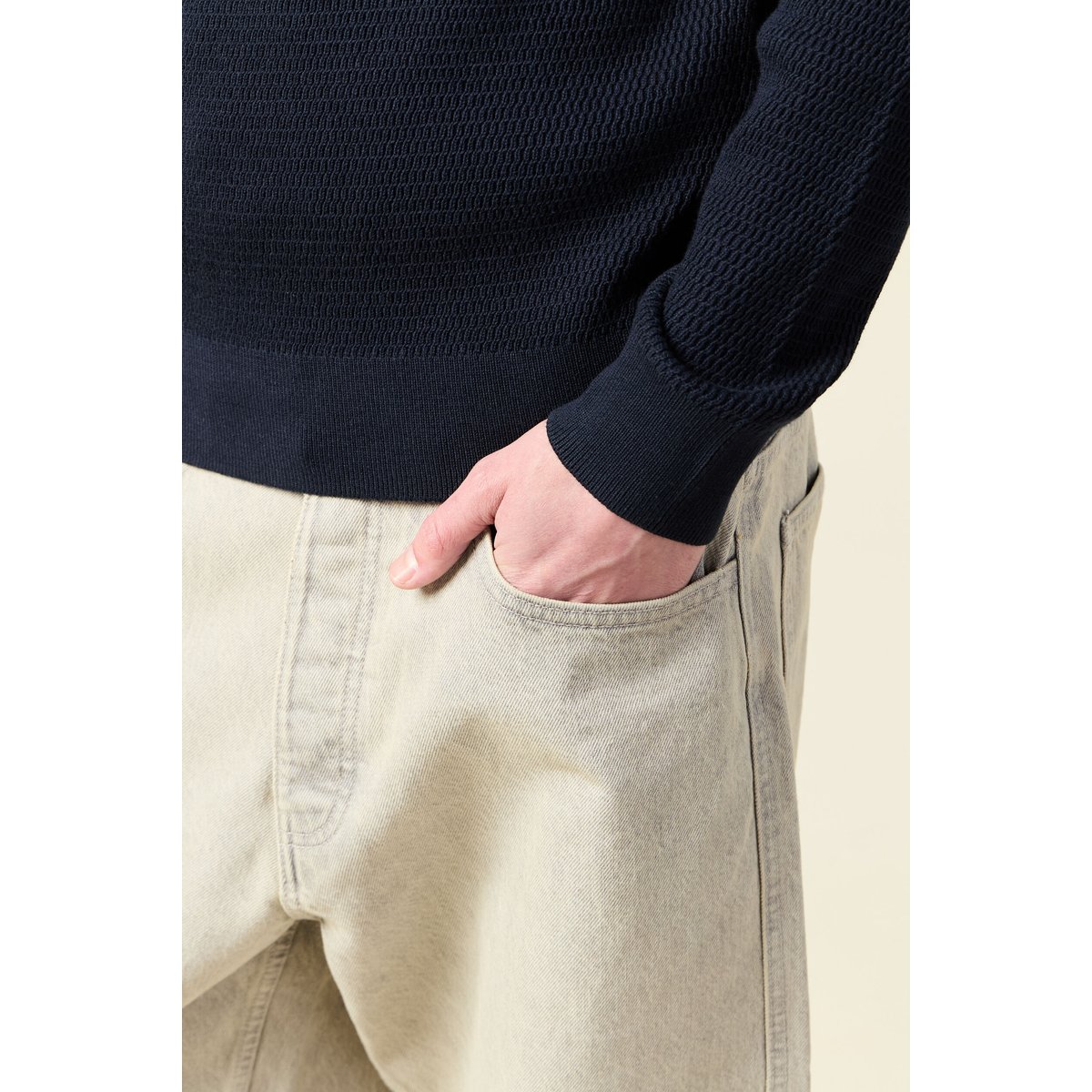 Pull droit manches longues bleu marine, BONOBO
