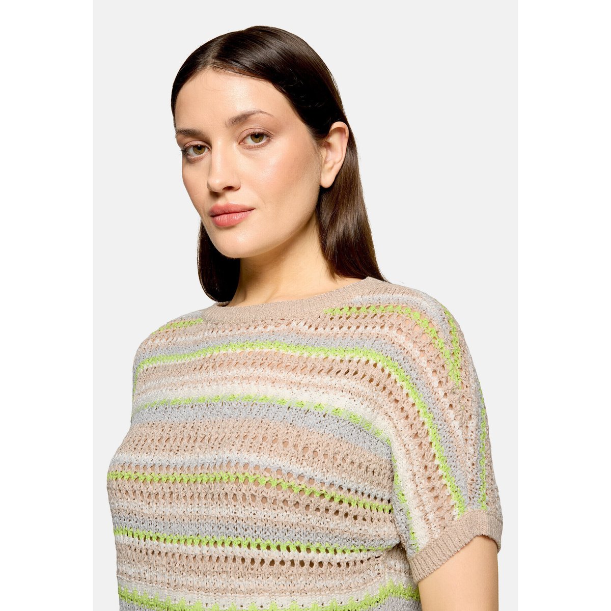 Pull-over en maille ajourée à encolure bateau patch beige/cream, BETTY BARCLAY