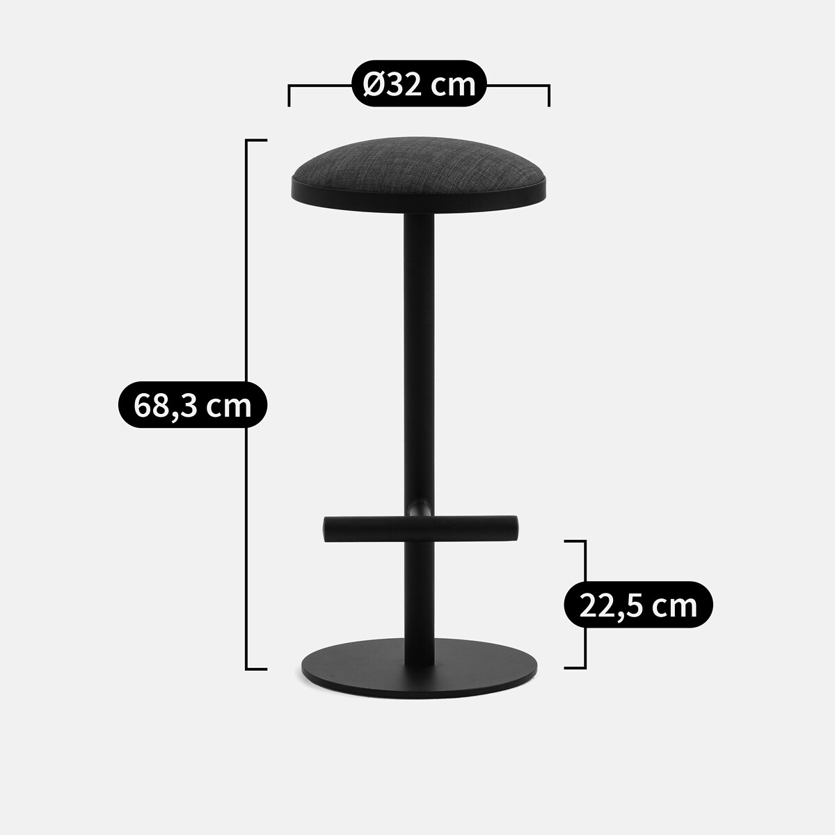 Tabouret de bar mi-hauteur, TABOU noir, LA REDOUTE INTERIEURS