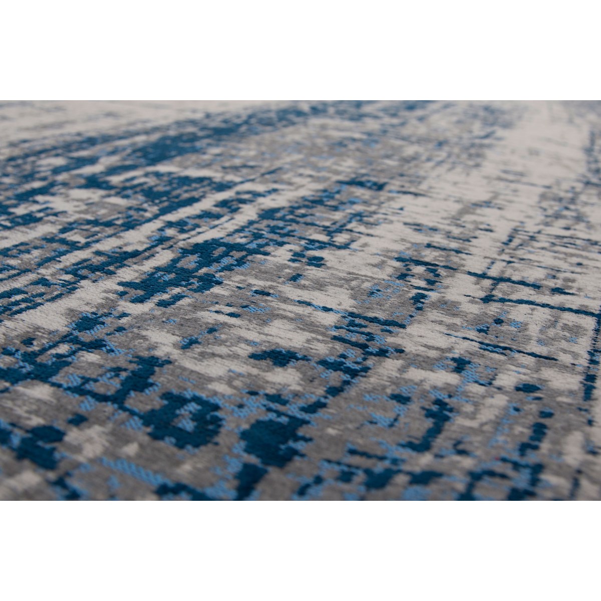 Tapis salon et chambre tissé plat GRIFF - Bronx Azurite - Louis de Poortere bleu, NOVATREND