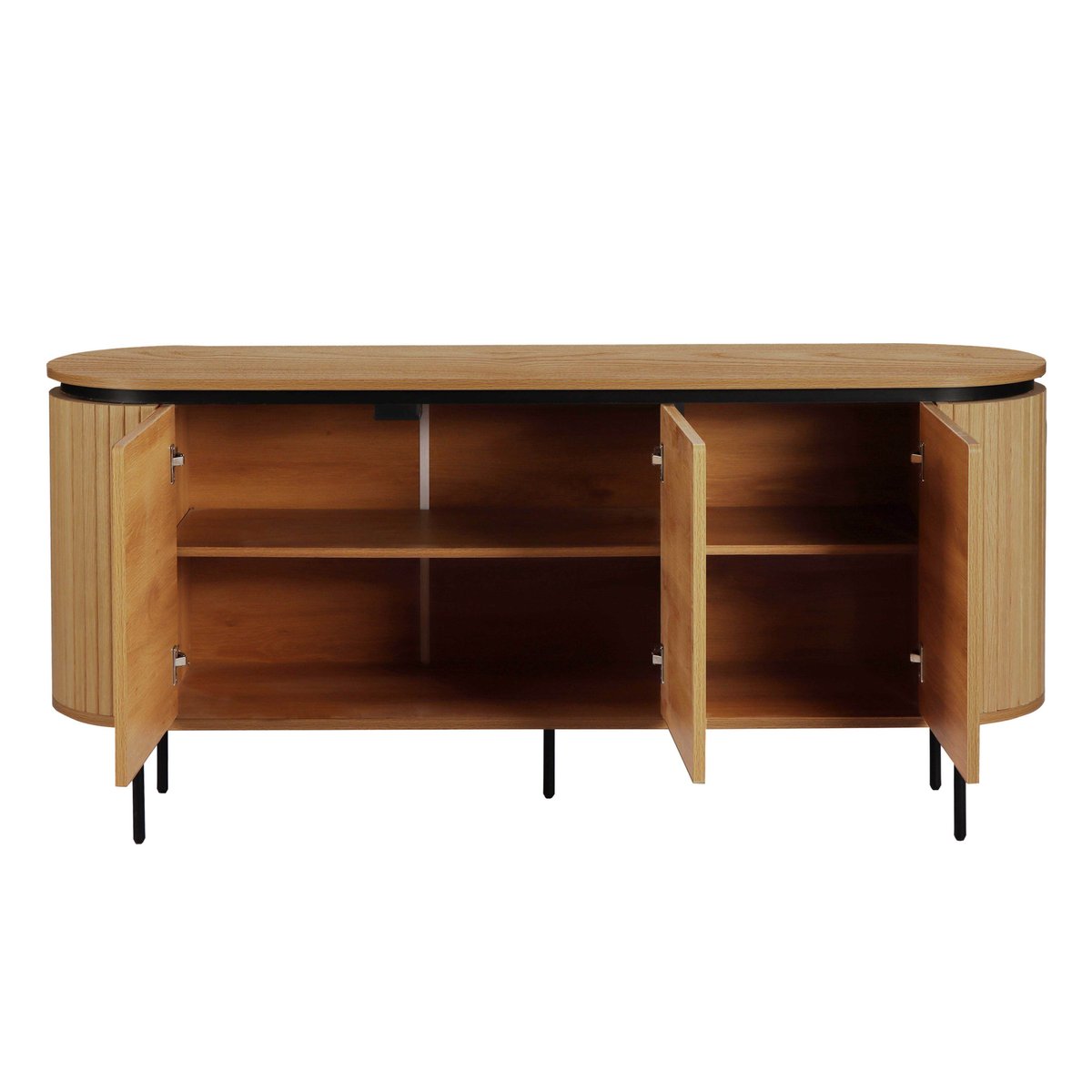 Buffet en mélaminé 2 portes 160 cm, HEMERA bois clair, OVIALA
