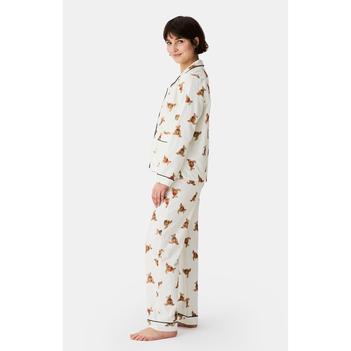 Pyjama boutonné en coton imprimé Old Teddy ivoire, ARTHUR