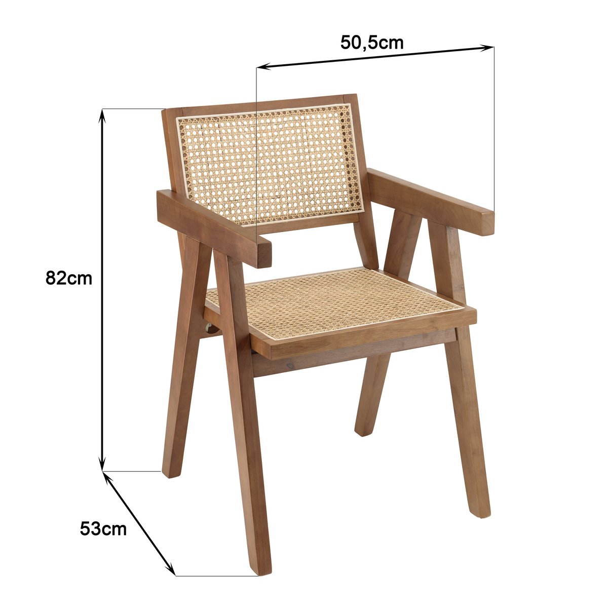 Fauteuil contemporain bois foncé assise et dossier cannage TIM bois naturel, PIER IMPORT