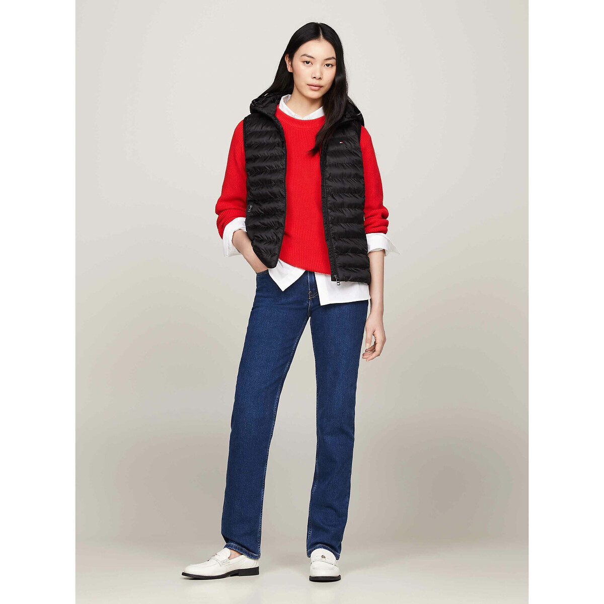 Doudoune sans manches à capuche noir, TOMMY HILFIGER