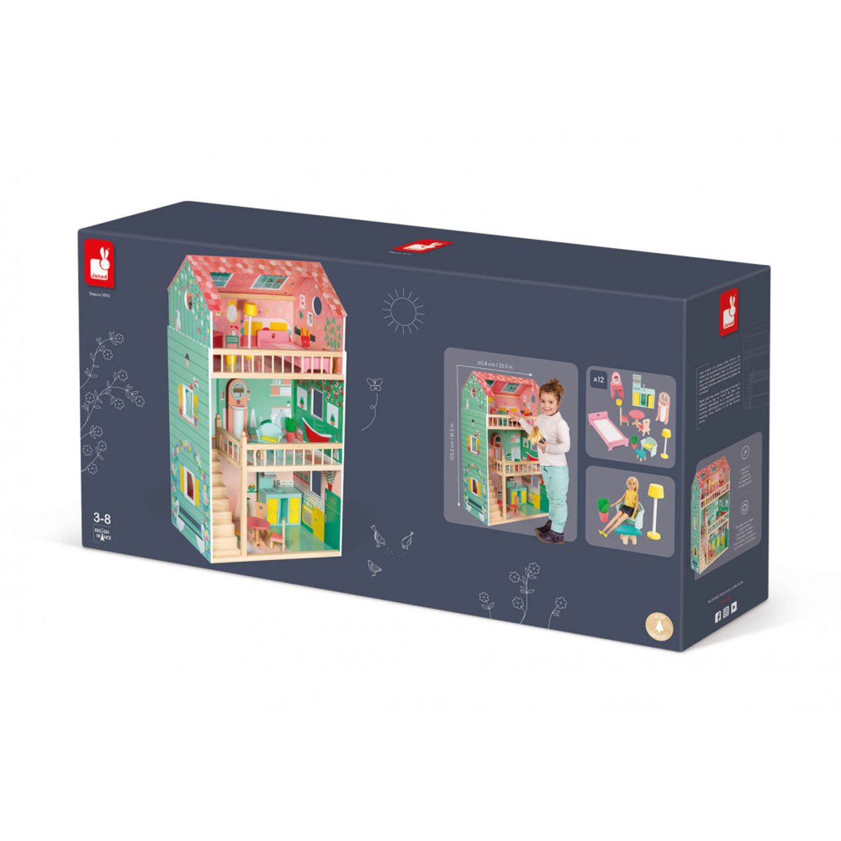 Maison De Poupées Happy Day, 12 Accessoires vert, JANOD