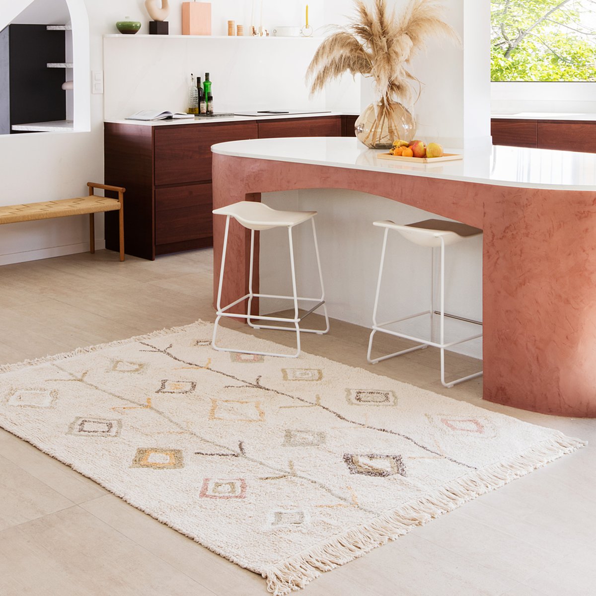 Tapis Rectangulaire en coton Terre KAAROL beige, LORENA CANALS