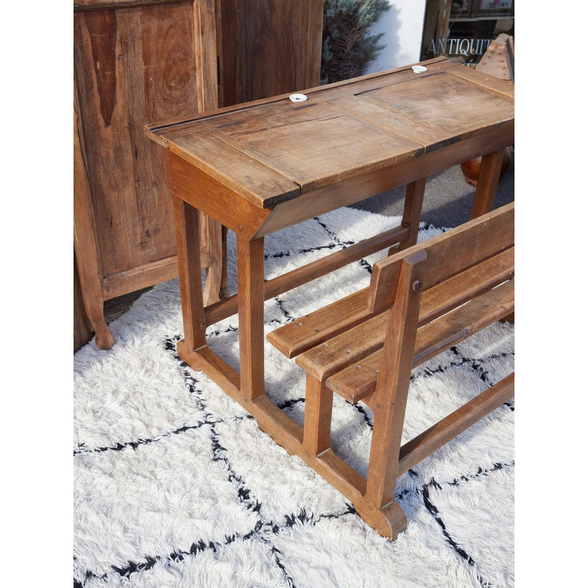 Bureau d'écolier vintage Edouard N°1073 - Bon état bois foncé, DEBONGOUT