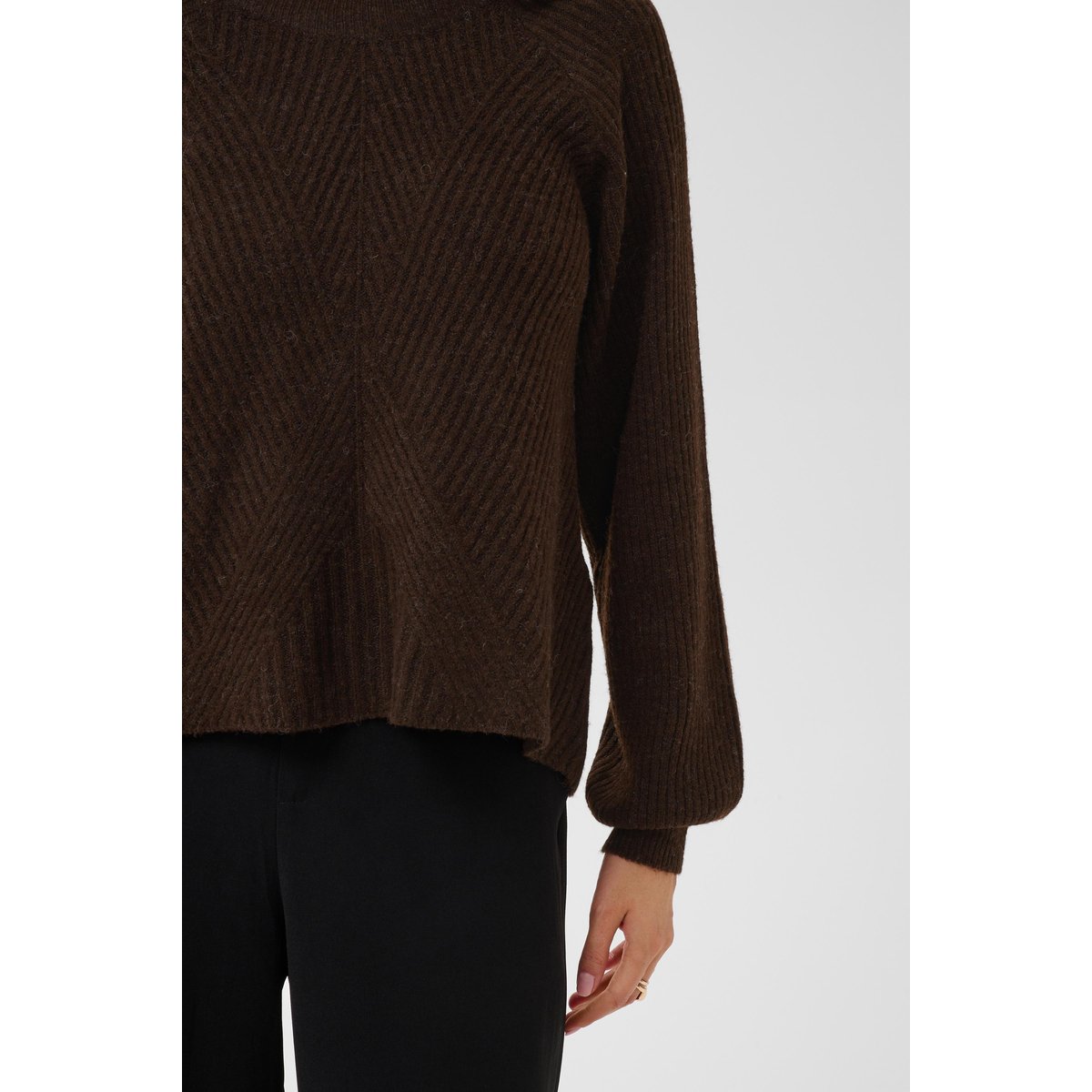 Pullover tricoté marron java, CREAM