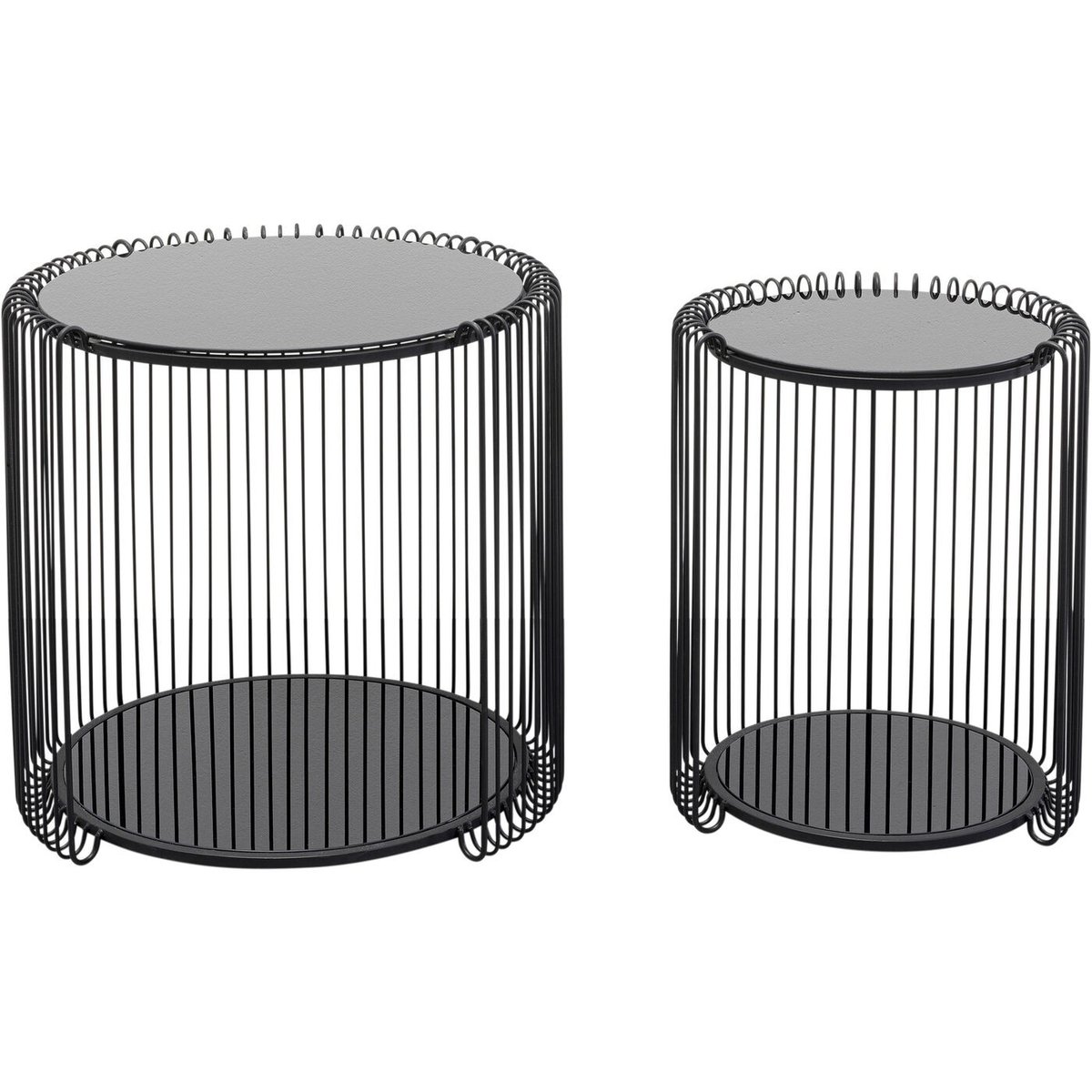Lot de 2 tables d'appoint double plateau, WIRE noir, KARE DESIGN