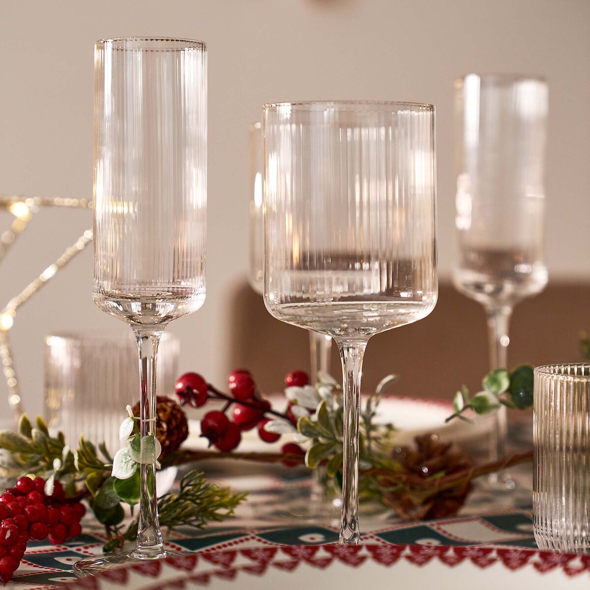 Lot de 6 verres à vin en verre strié, Stria transparent, LA REDOUTE INTERIEURS