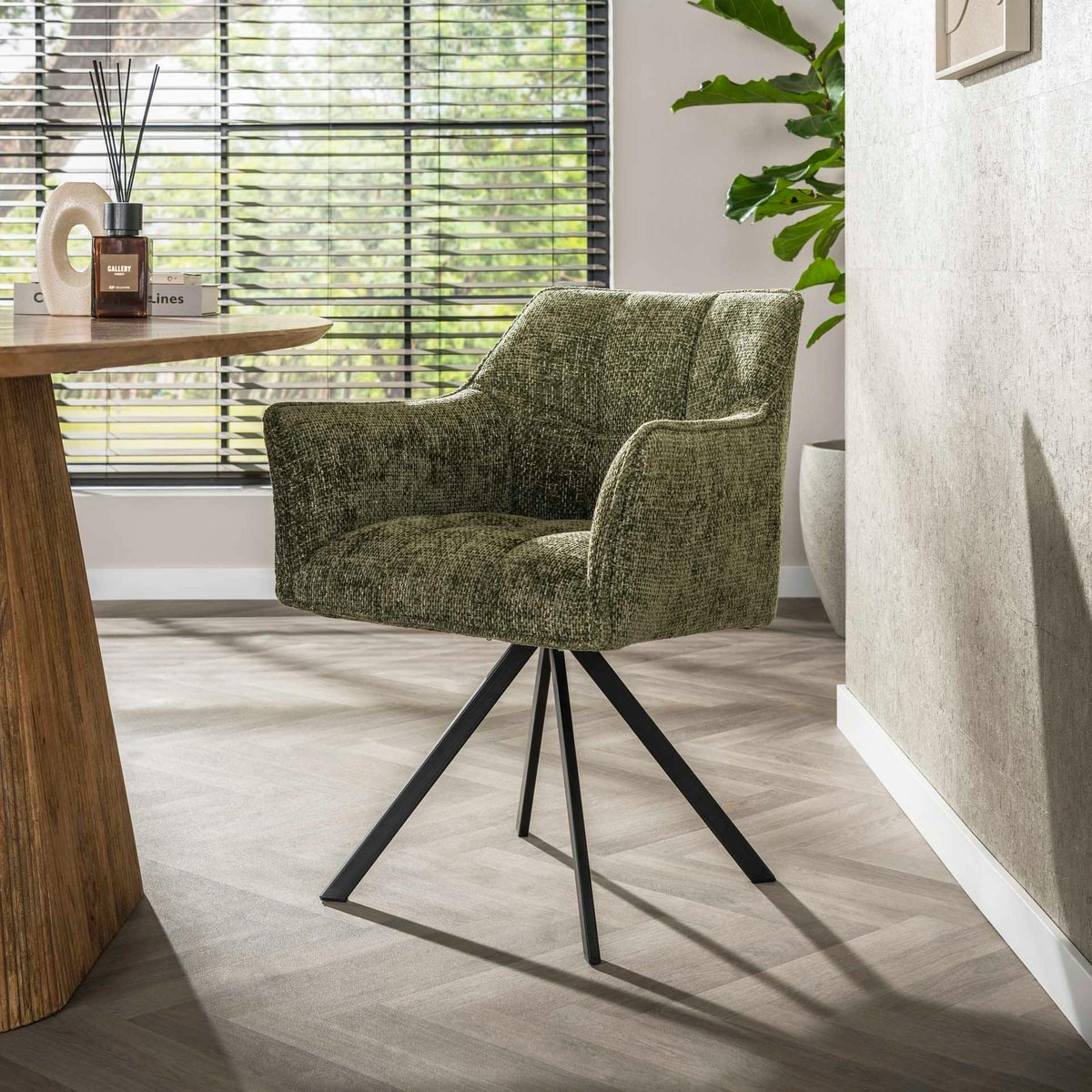 Fauteuil de table pivotant (lot de 2) MELBOURNE vert chiné, PIER IMPORT
