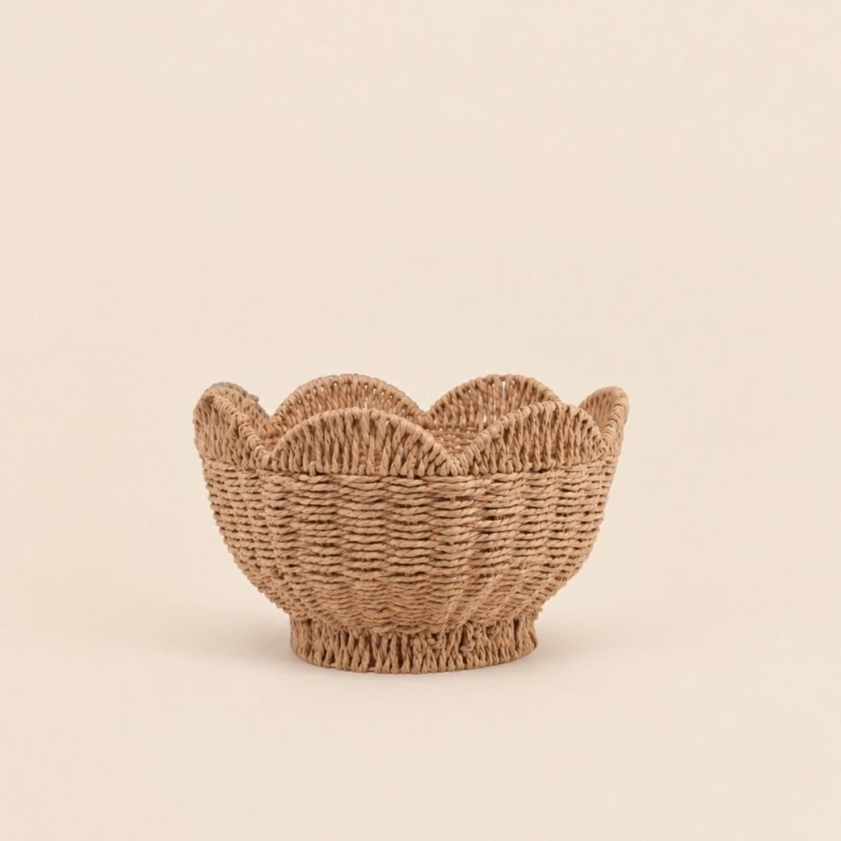 Set de 2 corbeilles en forme de fleur en corde de papier naturel, ORNAMI