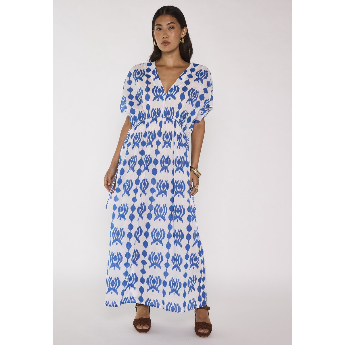 Robe droite imprimée en coton PROMESSE bleu roi, Maison 123
