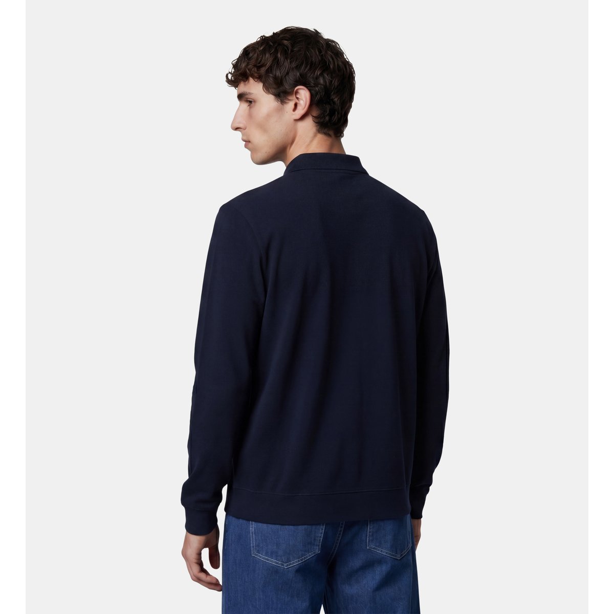 Polo manches longues dolpiq en coton piqué bio bleu marine, GALERIES LAFAYETTE