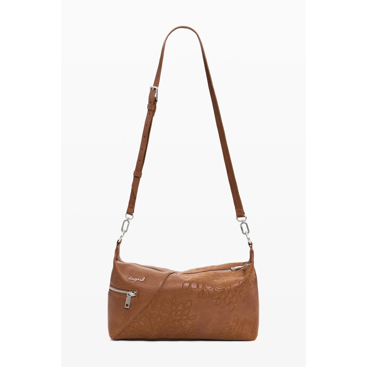 Sac moyen brodé marron, DESIGUAL