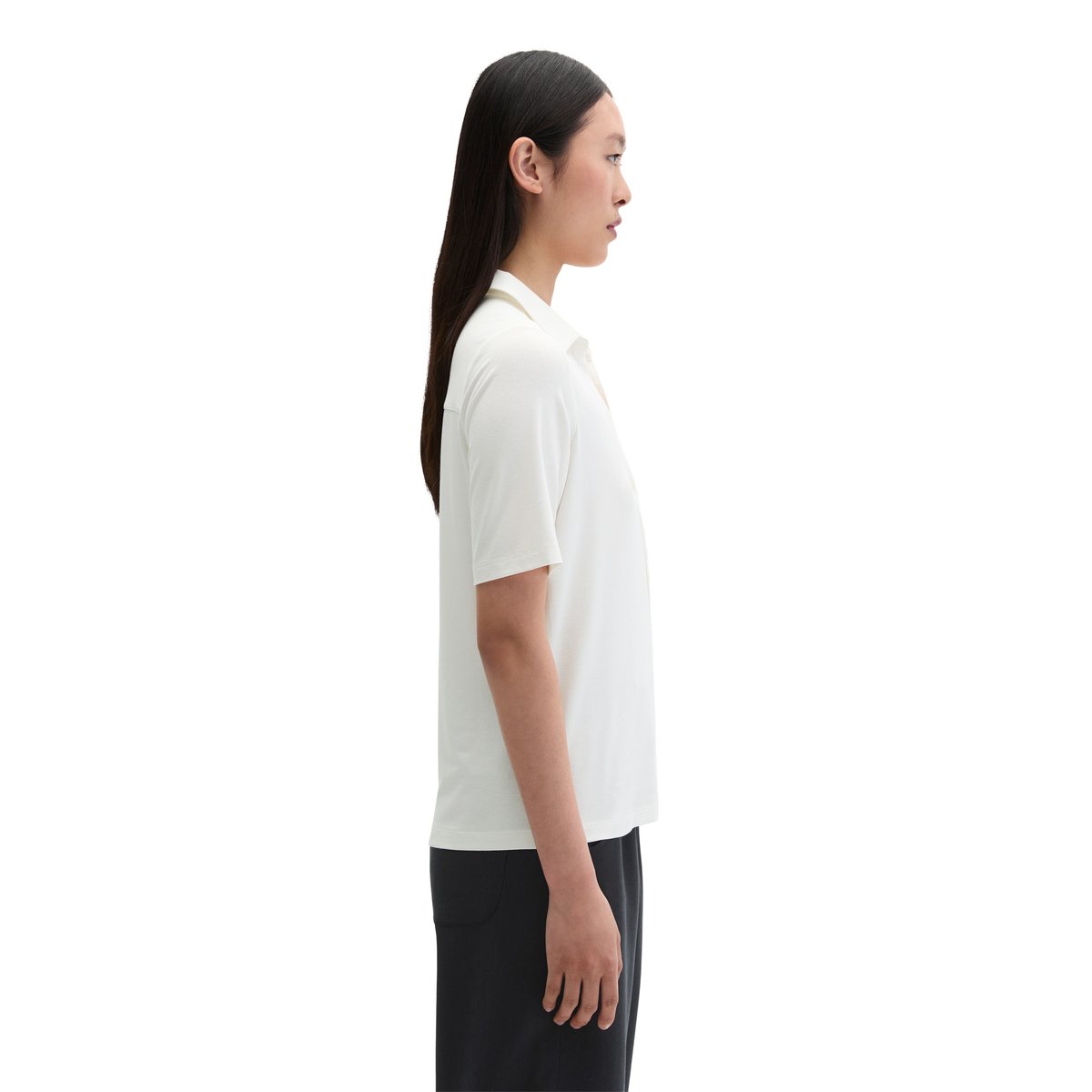 Blouse en jersey style polo regular en LENZING™ ECOVERO™ blanc naturel, MARC O'POLO