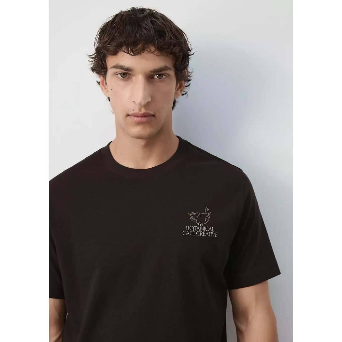 T-shirt mélange de coton imprimé marron, MANGO MAN