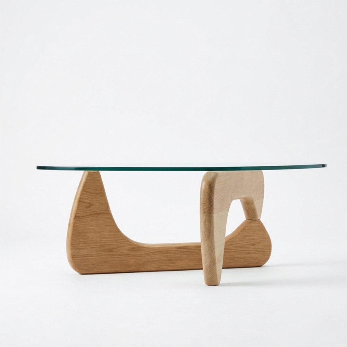 Table basse ronde en verre trempé et bois- AUGUST bois clair, DRAWER