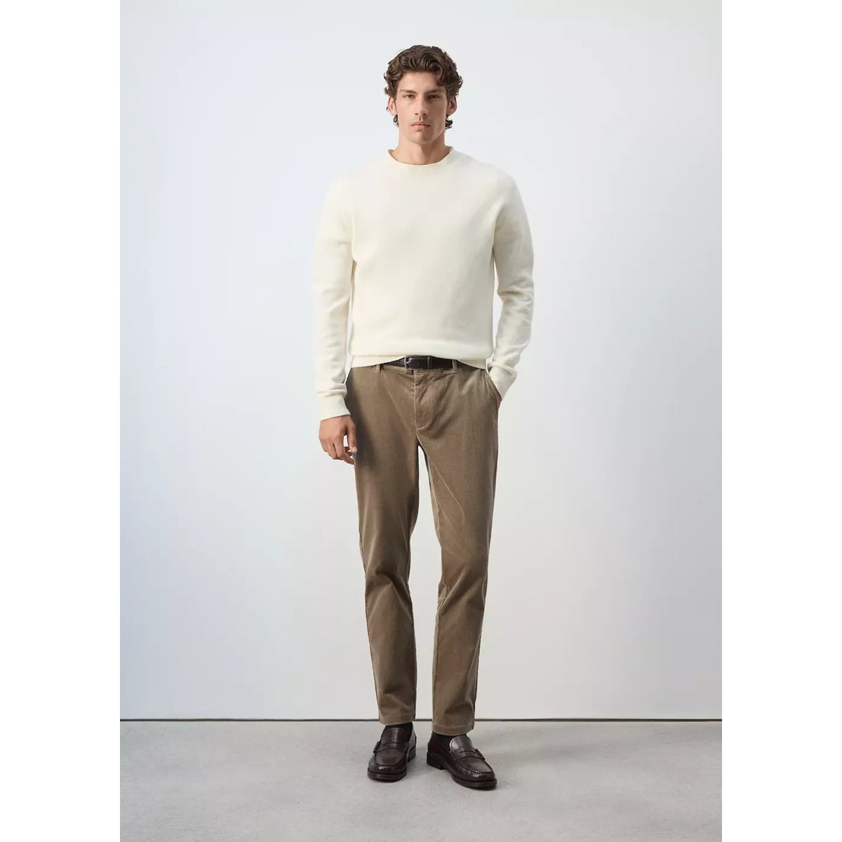 Pantalon velours côtelé slim-fit tabac, MANGO MAN