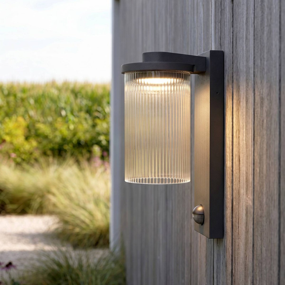 Applique extérieure en aluminium moderneLED anthracite, transparent, LUCANDE