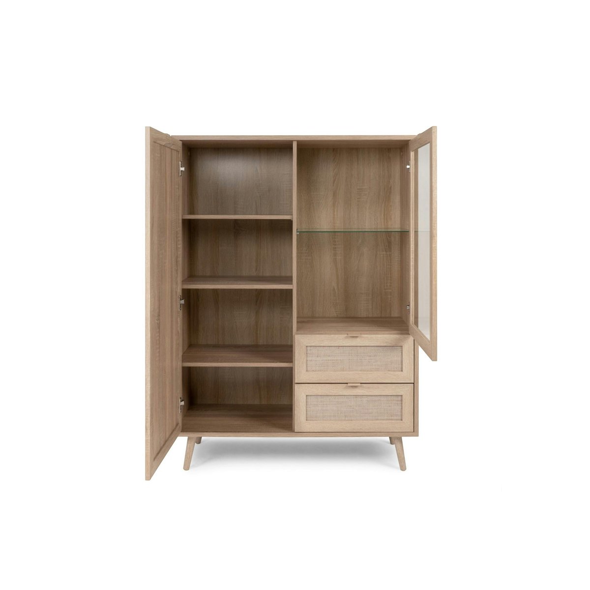 Buffet vitrine bohème 2 portes 2 tiroirs SONA bois naturel, PIER IMPORT