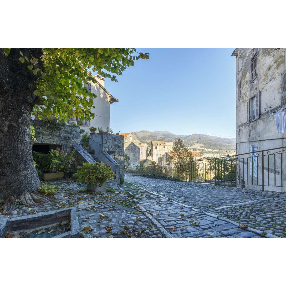 Tableau Mural Vieille Rue Corte CLASSIQUE INTEMPOREL tableaux sur toile-bleu, CEANOTHE