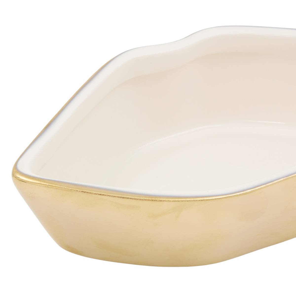 Boîte déco oblong en dolomite CRUSH doré, ATMOSPHERA