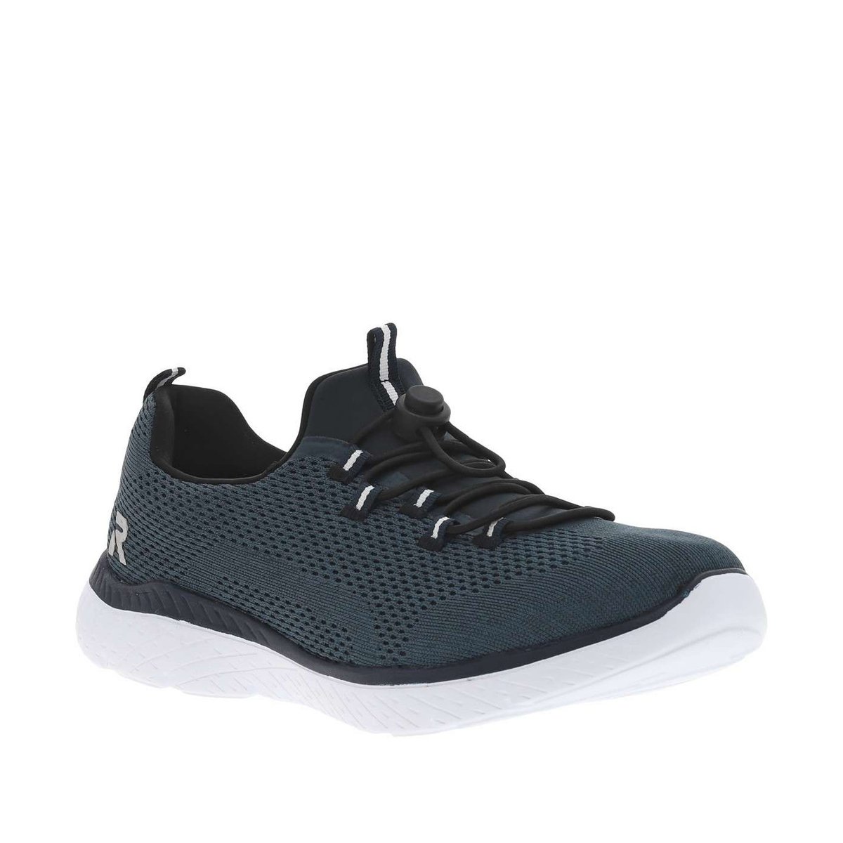 Sneakers à semelle plate et à lacets ronds élastiqués décoratifs marine, RIEKER