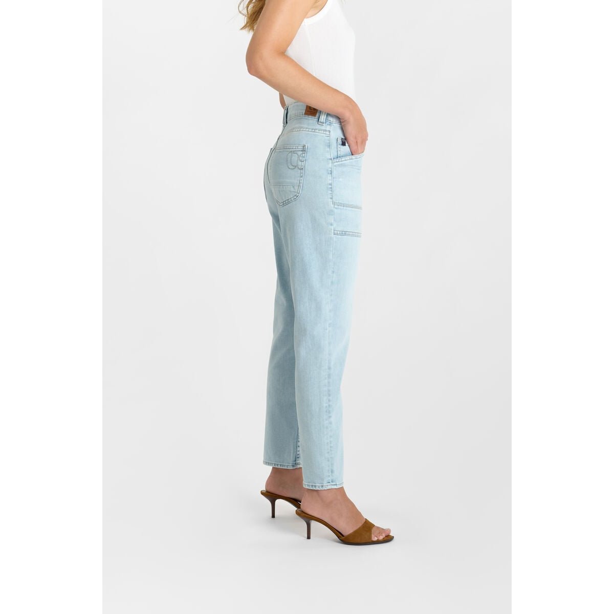 Jeans loose, large 400/60 girlfriend , 7/8ème blue, LE TEMPS DES CERISES