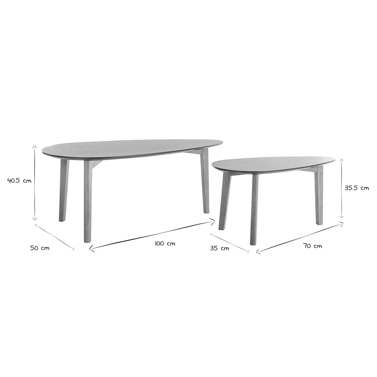 Tables basses scandinaves gigognes en bois (lot de 2) ARTIK chêne clair, MILIBOO