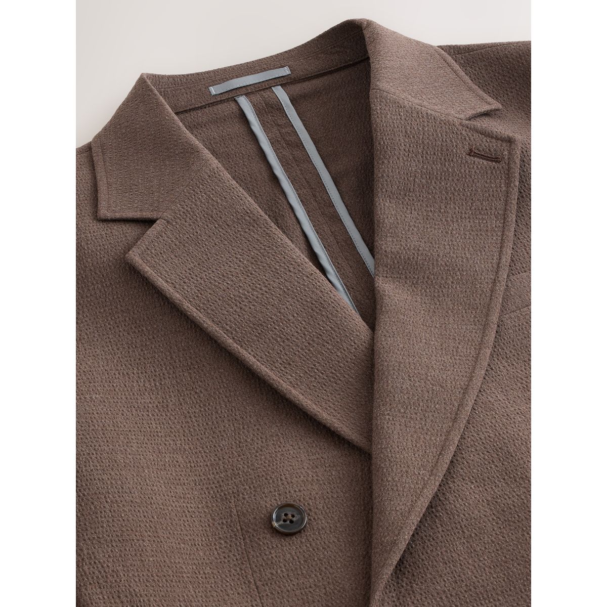 Veste de costume en seersucker texturé marron, NEXT