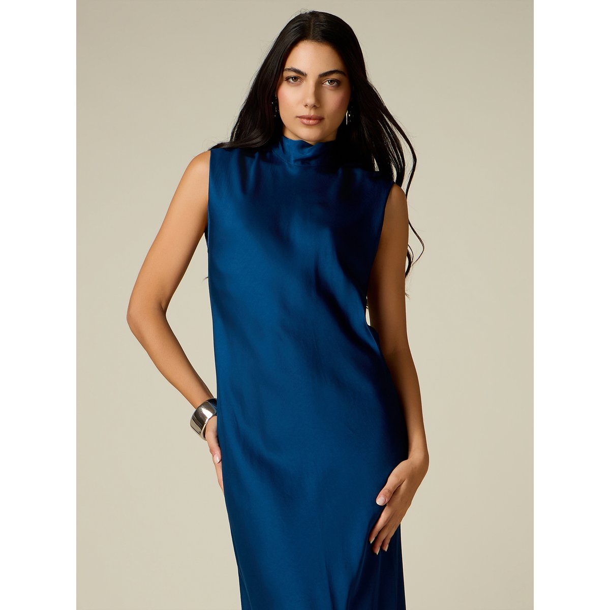 Robe midi avec nœud bleu, OLTRE