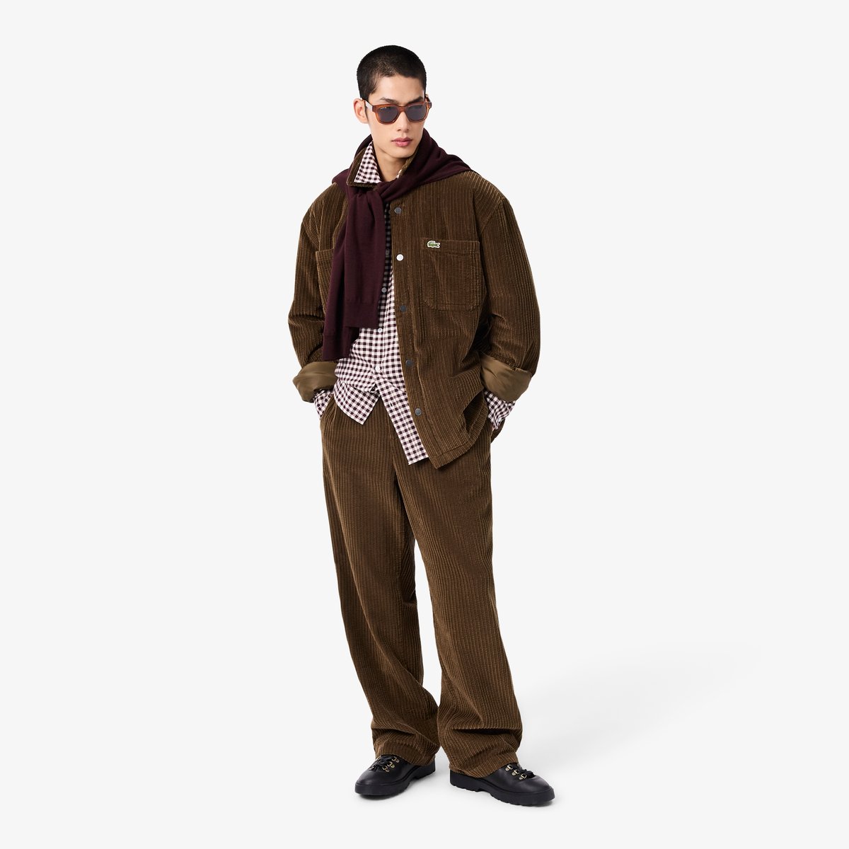 Chemise flanelle à carreaux regular fit beige-dcme, LACOSTE