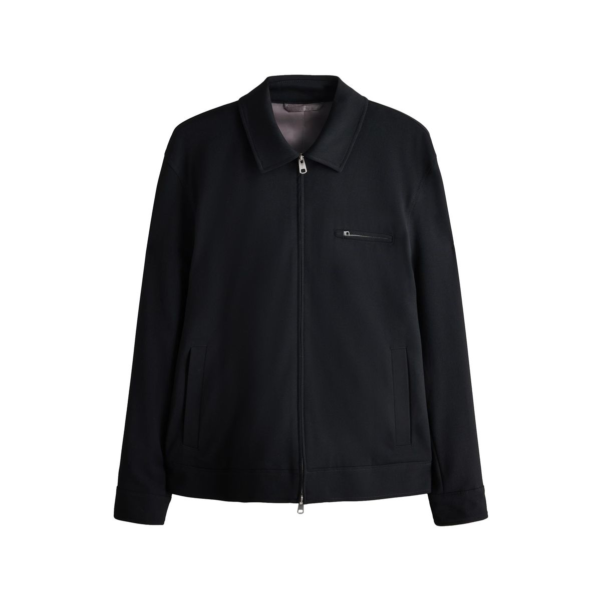 Veste-chemise zippée élégante en sergé noir, NEXT