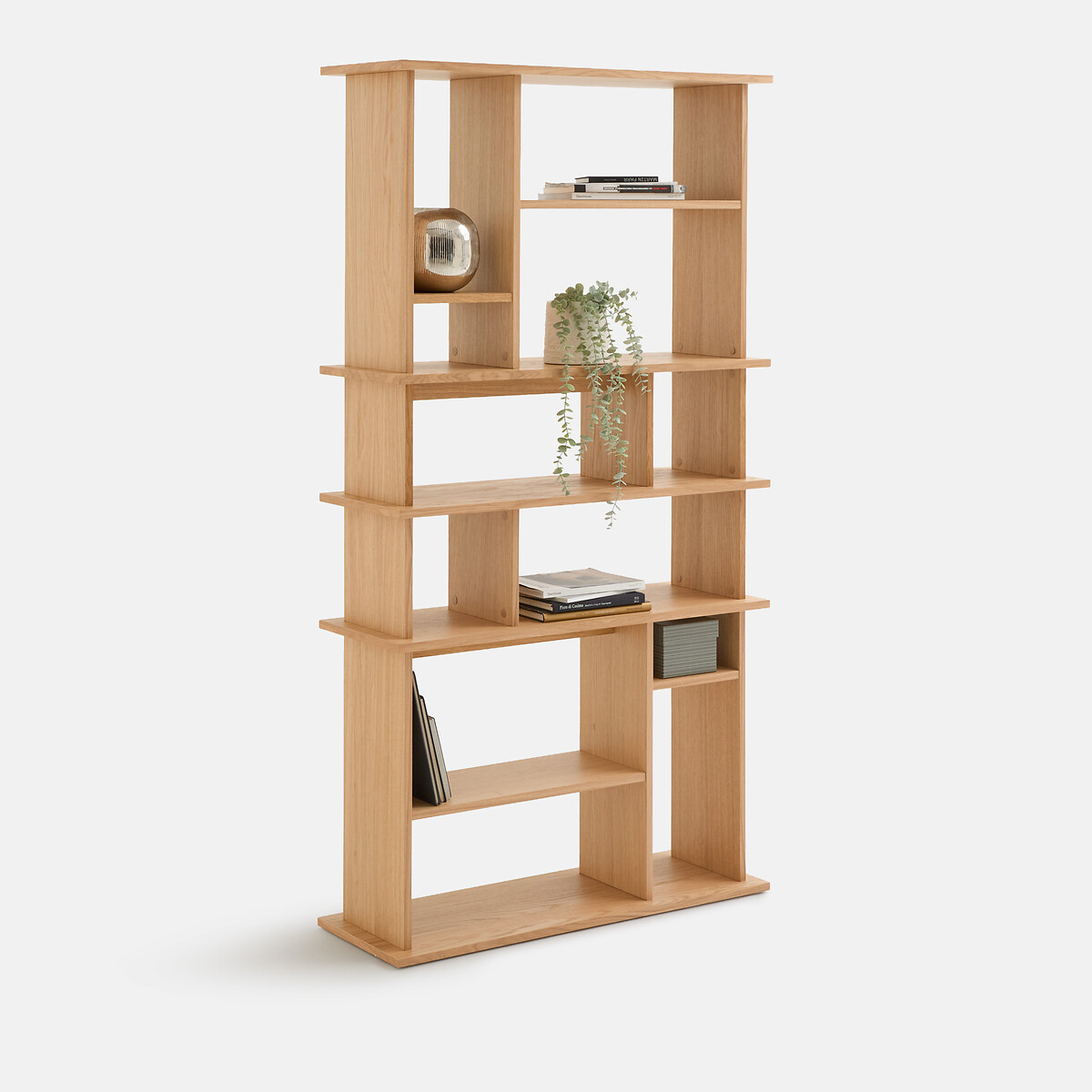 Asymmetrische boekenkast, eikenfineer, 12 nissen, hoogte 180 cm, ABAC eikkleur, LA REDOUTE INTERIEURS