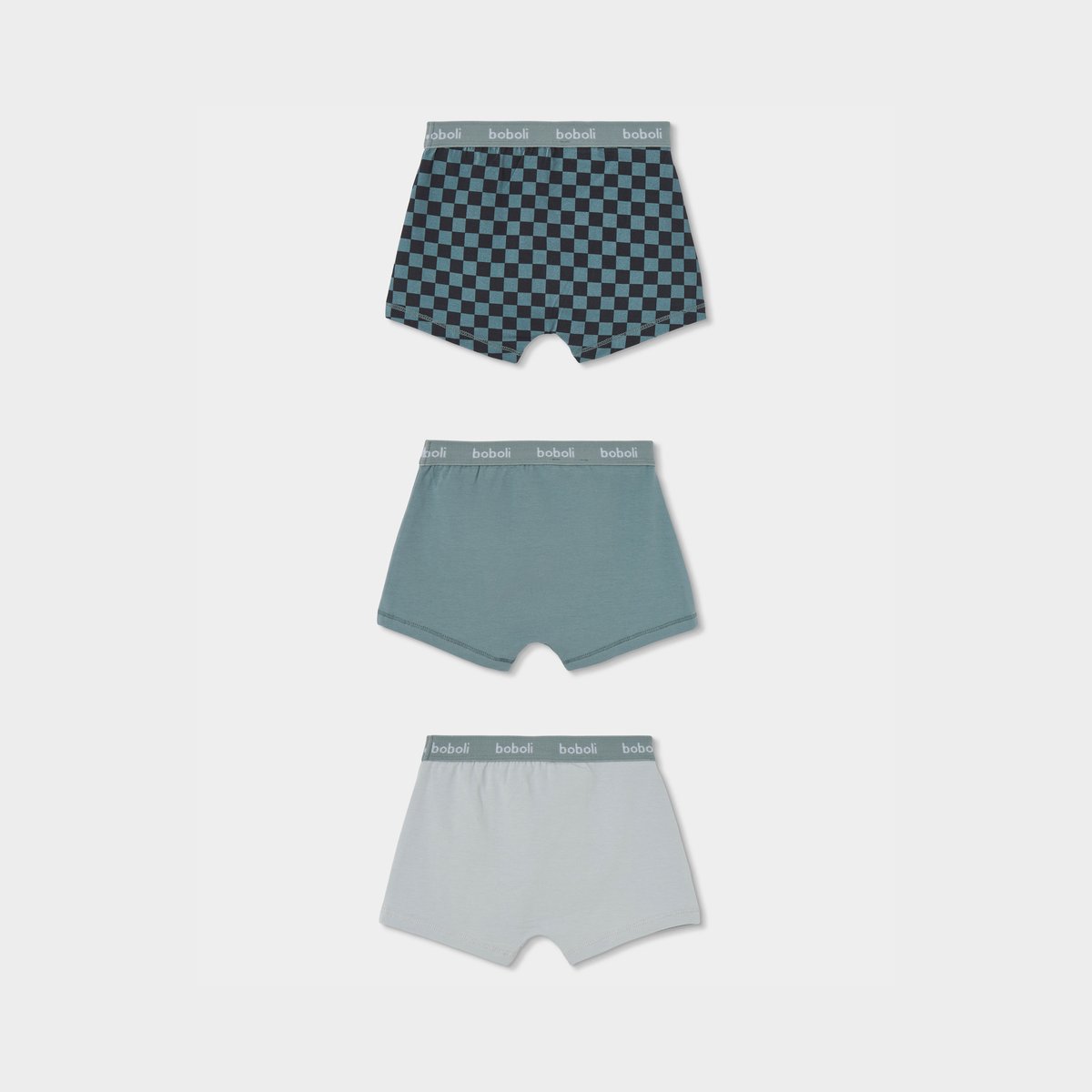 Lot 3 boxers garçon imprimé carreaux vert, BOBOLI