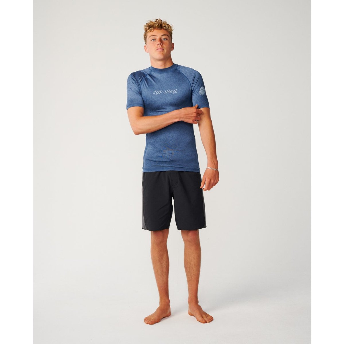 T-shirt anti-UV à manches courtes DAWN PATROLUPF Performance bleu marine clair chiné, RIP CURL