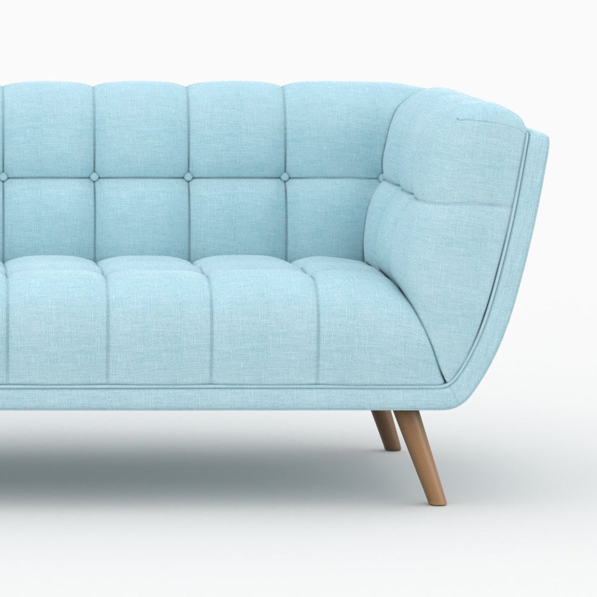 Ensemble canapé et fauteuil en tissu 4 places - CARMEN bleu clair, MAISON PAVANE
