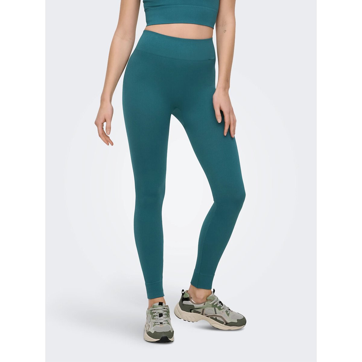 Legging taille haute sans coutures bleu canard, ONLY PLAY